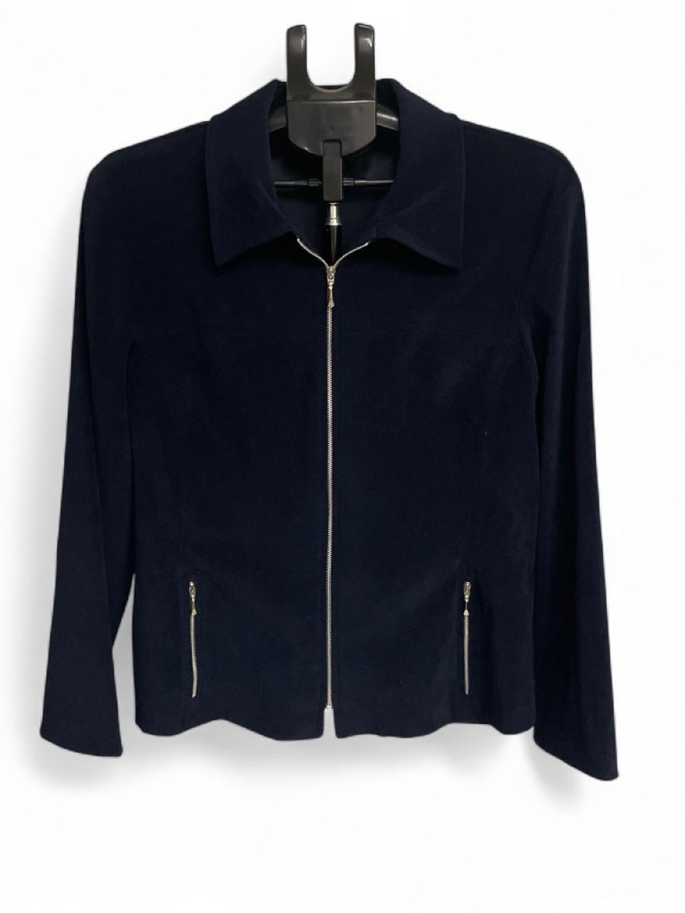 Women's Navy Zip-Front Blazer Jacket